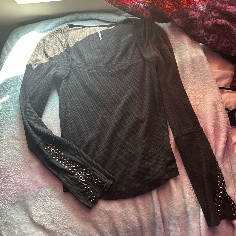 free people studded square neck top